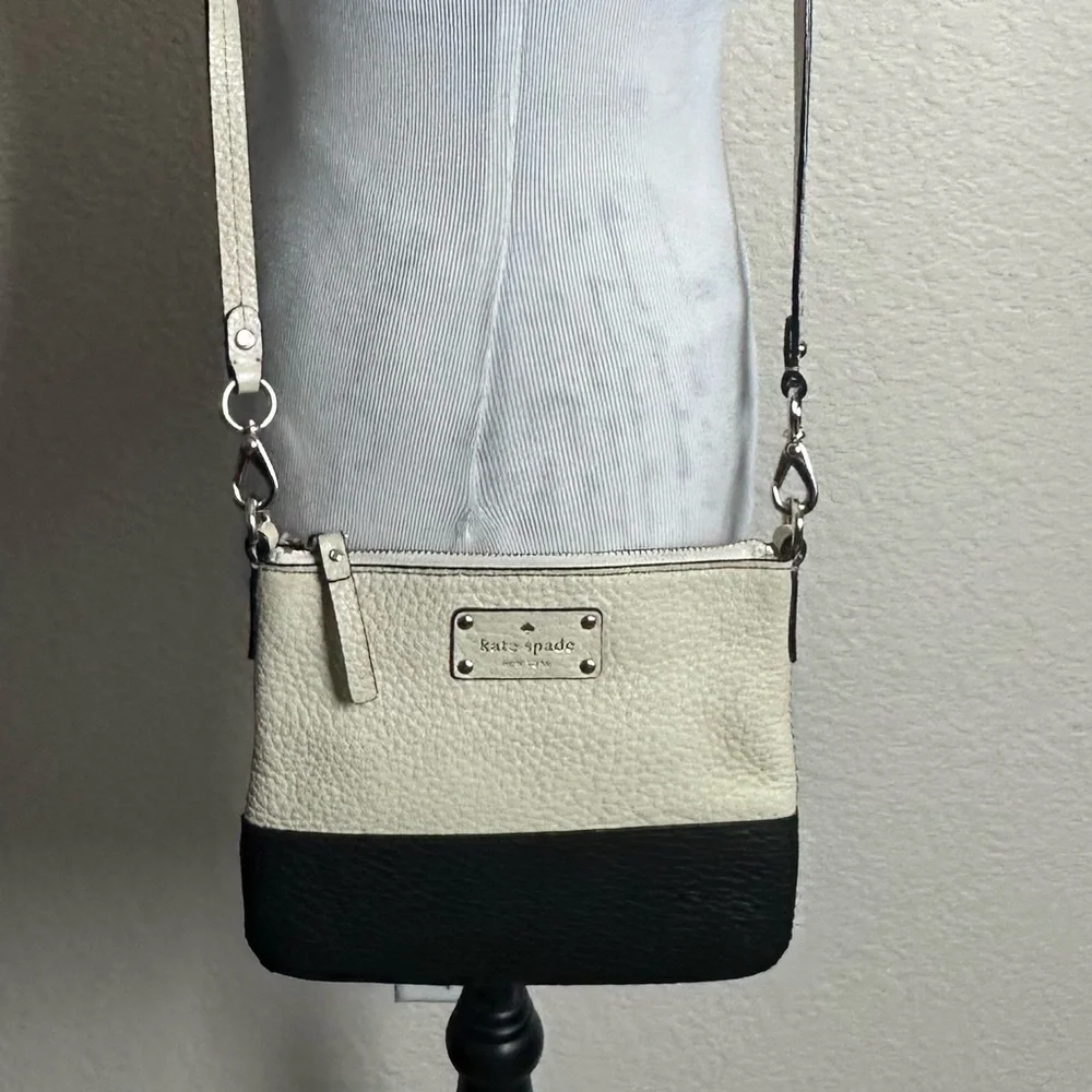 Kate Spade New York Grove Park Crossbody Bag Black Tan Leather‎ Handbag